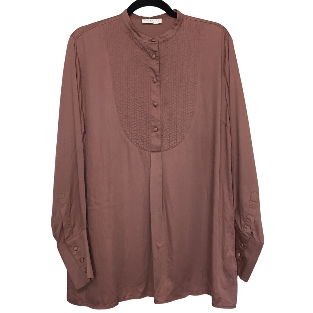 Neu Nomads Tencel Modal Smocked Blouse Large Satin Feel Quite Lux Sophisticated